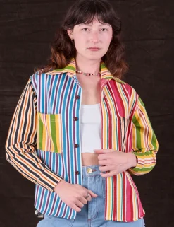 New Cropped Overshirt - Mixed Stripe Cropped Overshirts