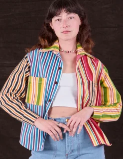 New Cropped Overshirt - Mixed Stripe Cropped Overshirts