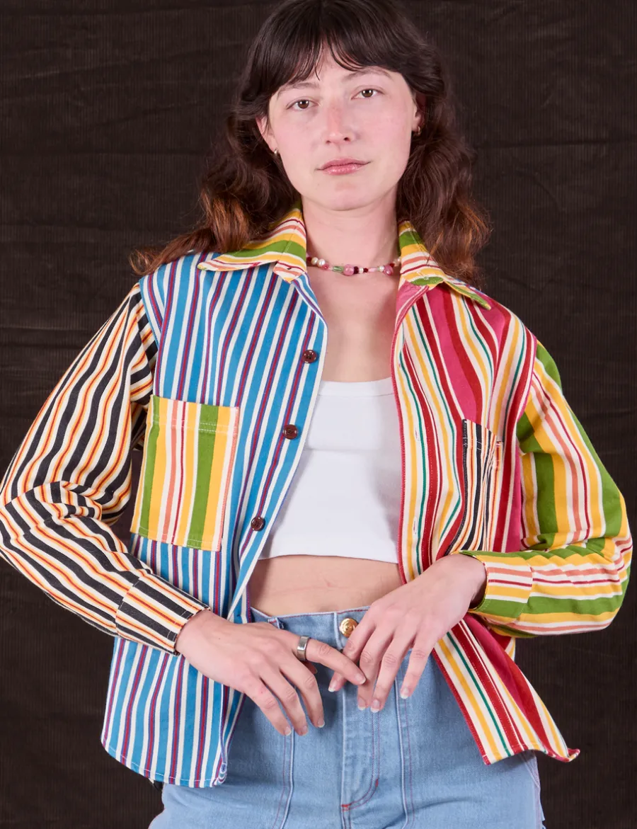 New Cropped Overshirt - Mixed Stripe Cropped Overshirts