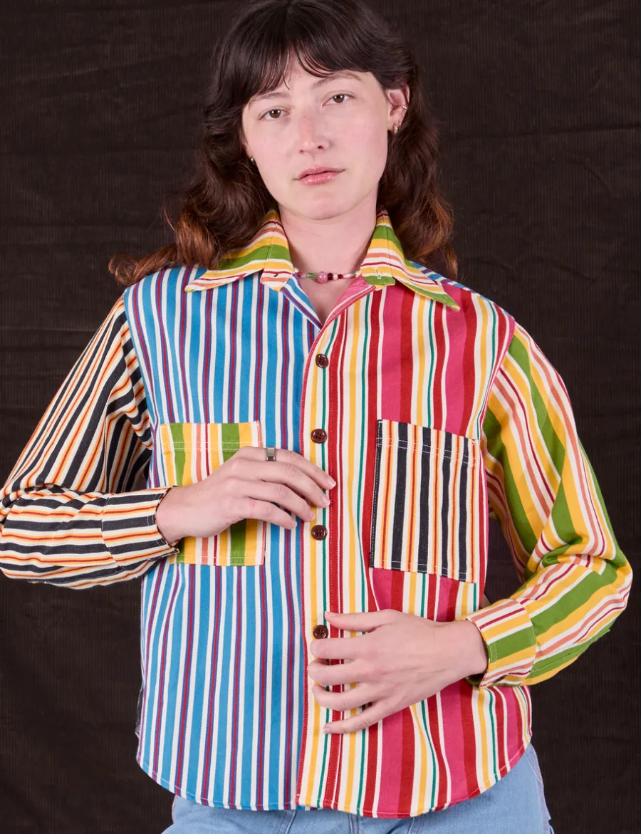 New Cropped Overshirt - Mixed Stripe Cropped Overshirts