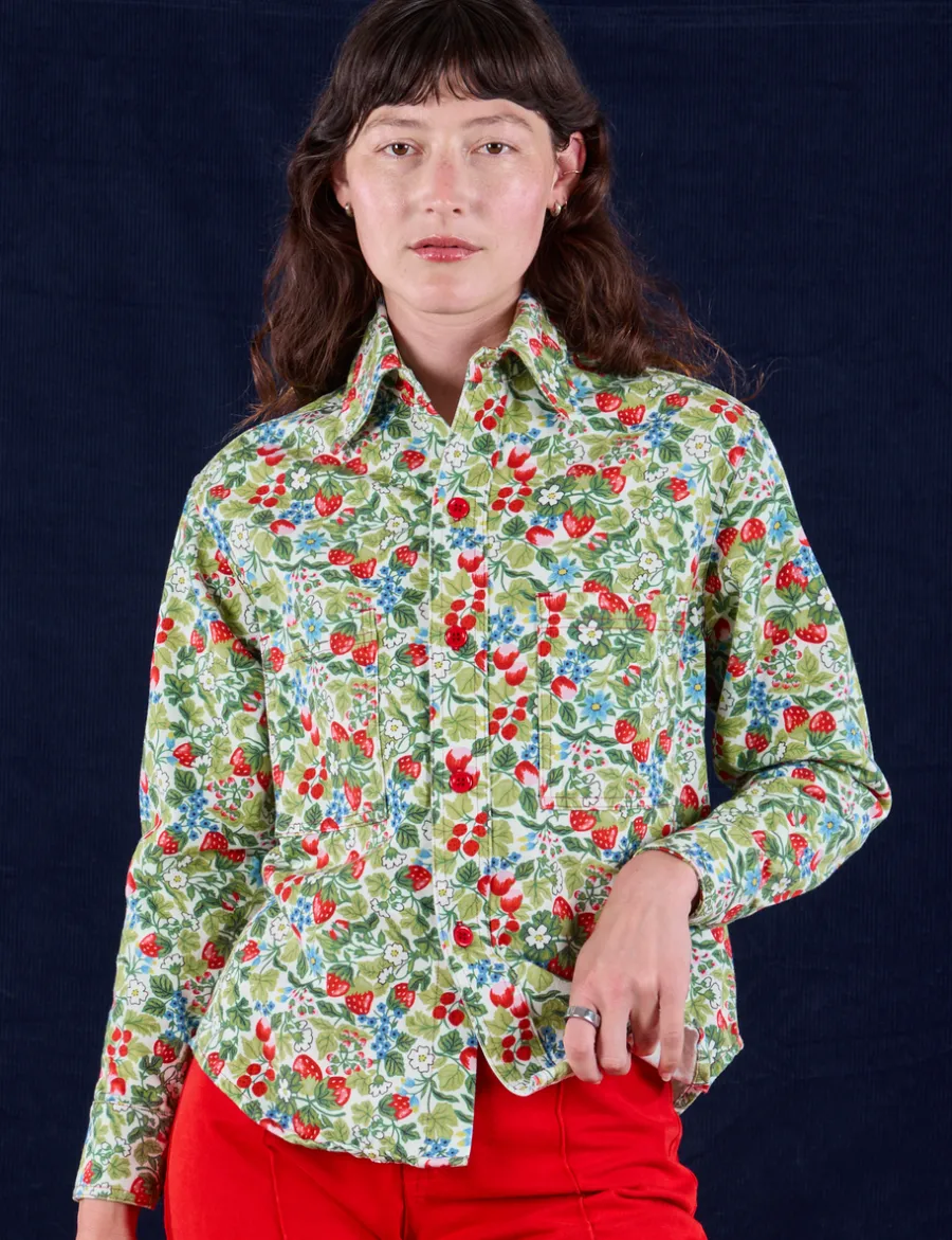 Clearance Cropped Overshirt - Strawberry Blossom Cropped Overshirts