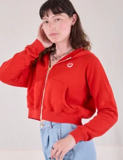Outlet Cropped Zip Hoodie - Hoodies