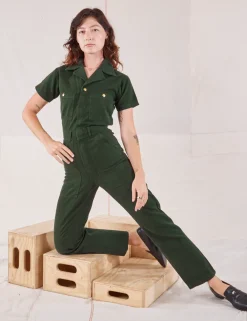 Clearance Heritage Short Sleeve Jumpsuit - Short Sleeve Jumpsuits