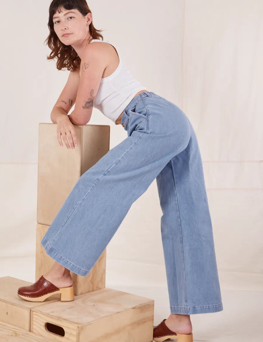 Online Indigo Wide Leg Trousers - Trousers|Denim