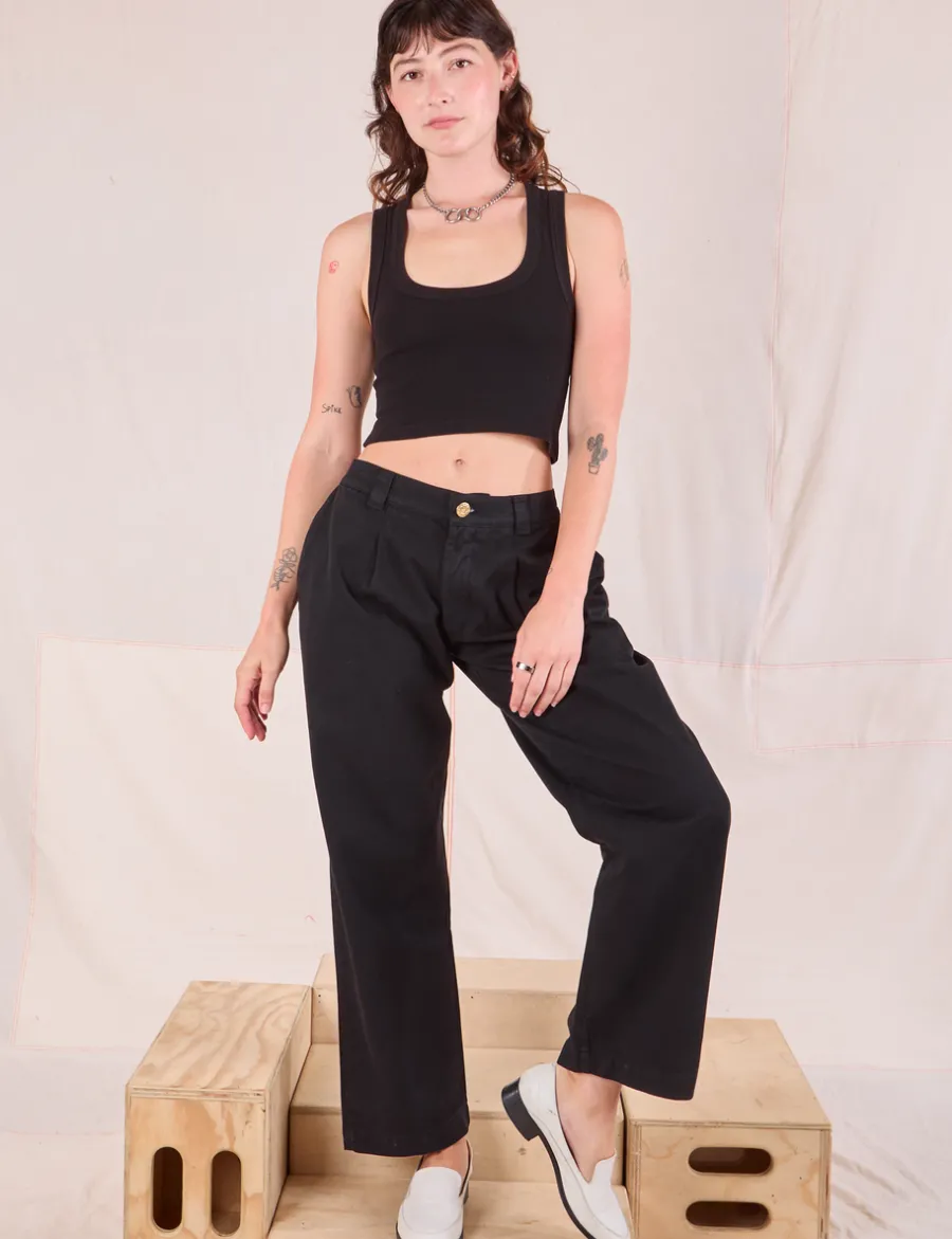 Clearance Mid-Rise Pleated Trousers - Trousers