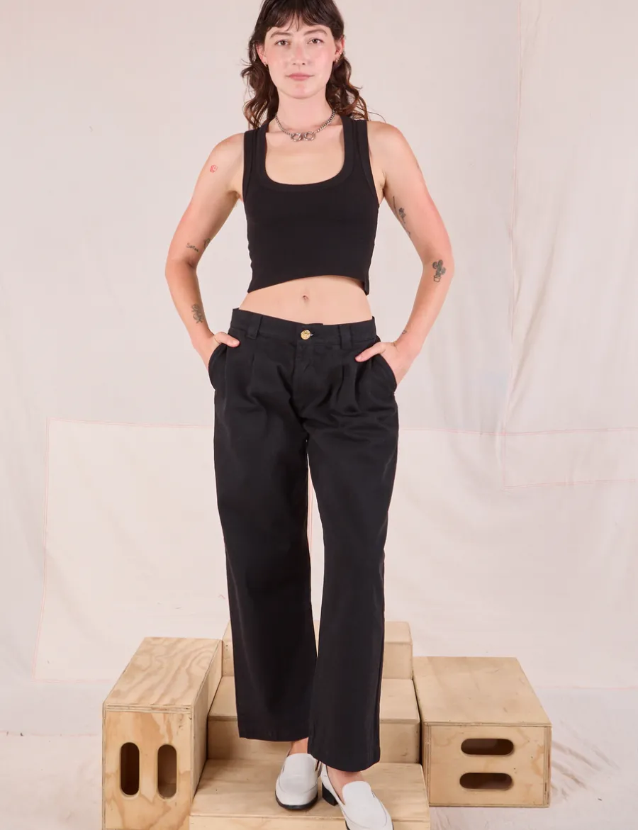 Clearance Mid-Rise Pleated Trousers - Trousers