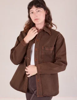 Outlet Overdyed Denim Overshirt - Fudge *FINAL SALE* Denim|Overshirts
