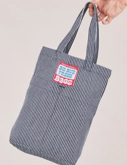 Fashion Railroad Stripe Denim Mini Tote Mini Totes|Denim