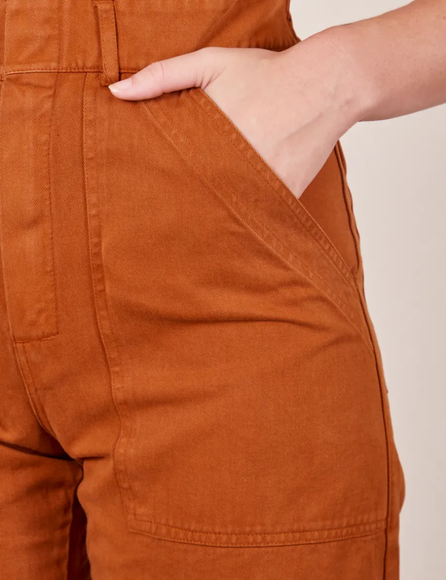 Outlet Short Sleeve Jumpsuit - Burnt Terracotta Short Sleeve Jumpsuits
