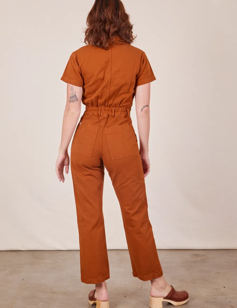 Outlet Short Sleeve Jumpsuit - Burnt Terracotta Short Sleeve Jumpsuits
