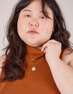 Sale Sleeveless Essential Turtleneck - Burnt Terracotta Turtlenecks|Turtlenecks