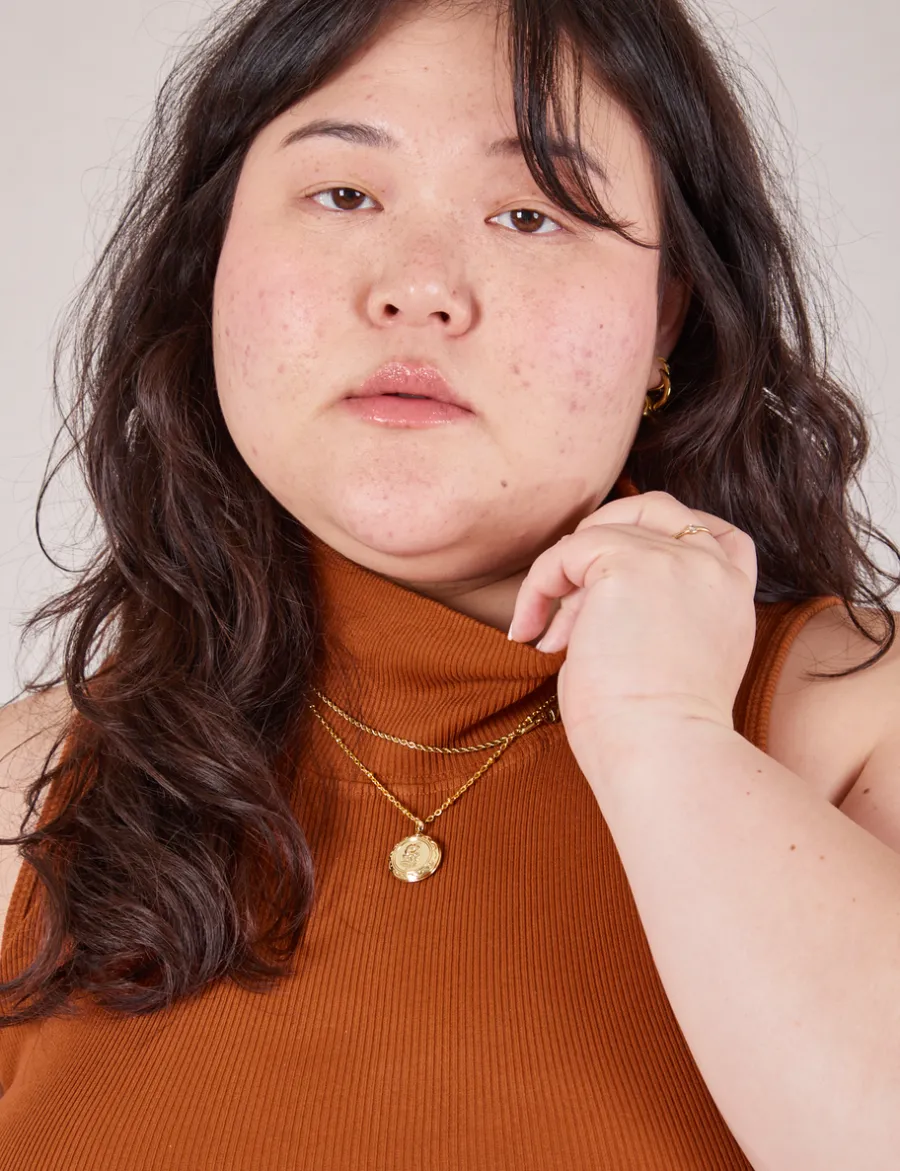 Sale Sleeveless Essential Turtleneck - Burnt Terracotta Turtlenecks|Turtlenecks