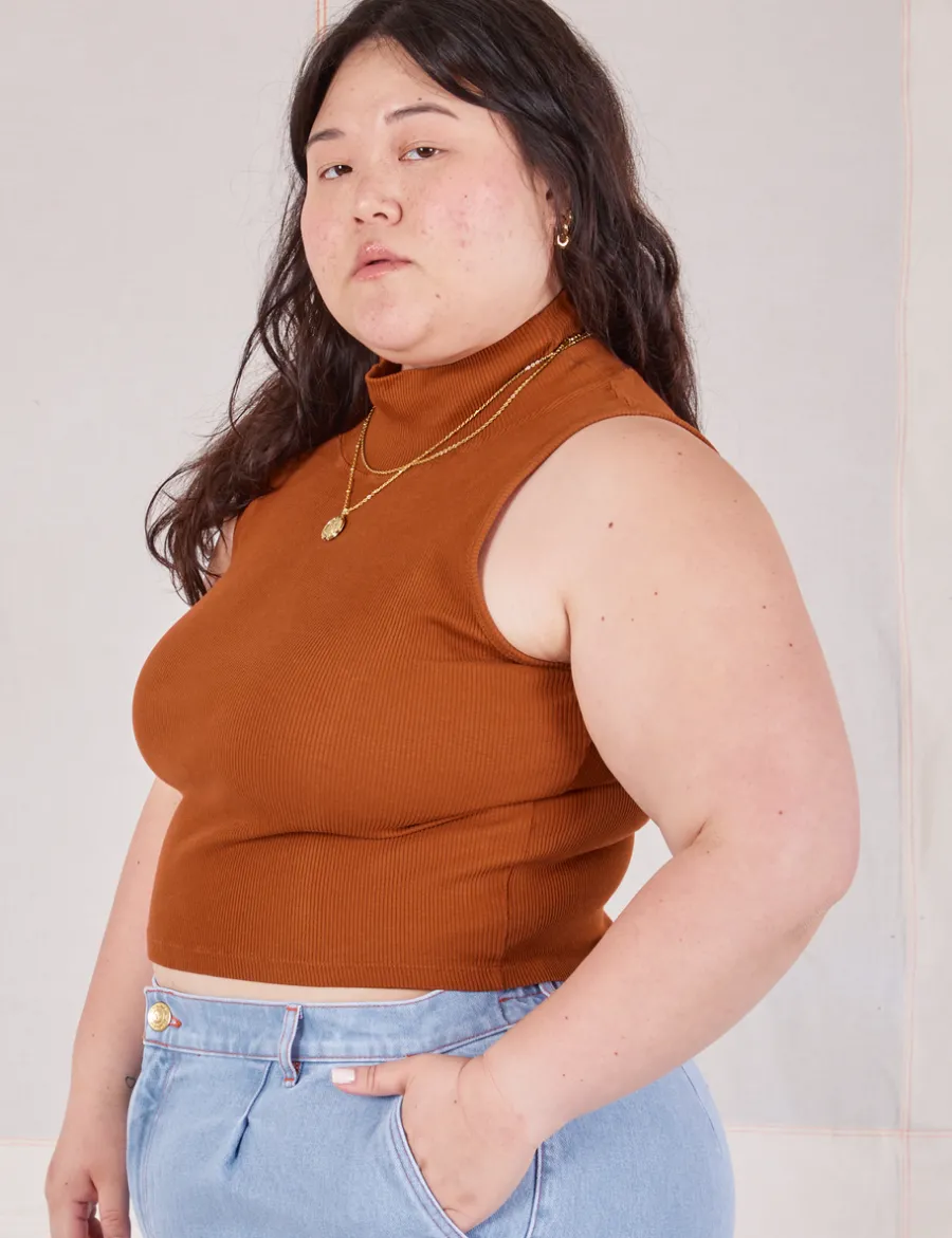 Sale Sleeveless Essential Turtleneck - Burnt Terracotta Turtlenecks|Turtlenecks