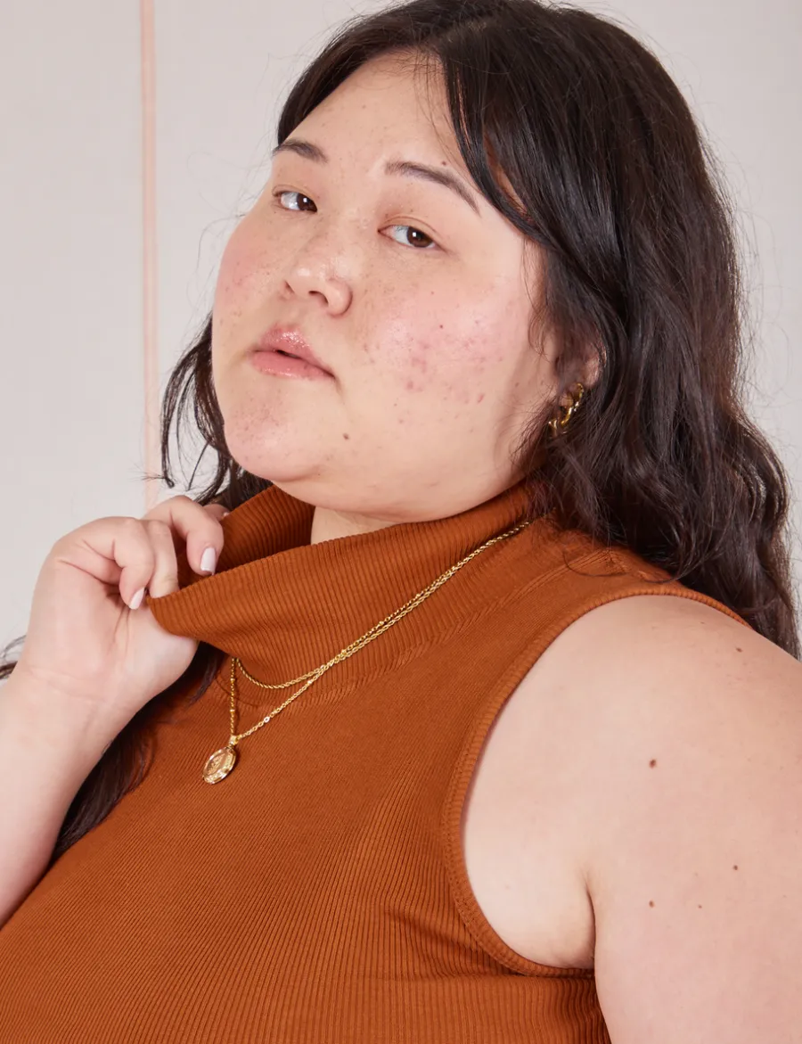 Sale Sleeveless Essential Turtleneck - Burnt Terracotta Turtlenecks|Turtlenecks