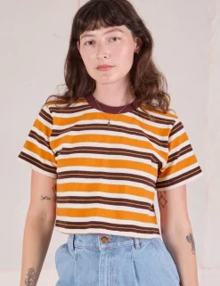 Hot Striped Crop Burly Tee - Burly Tees