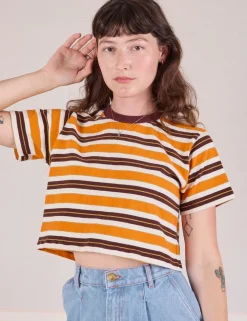 Hot Striped Crop Burly Tee - Burly Tees