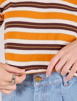 Hot Striped Crop Burly Tee - Burly Tees
