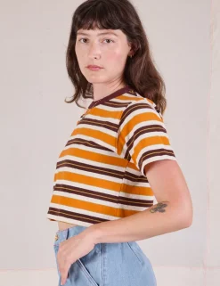 Hot Striped Crop Burly Tee - Burly Tees