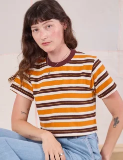 Hot Striped Crop Burly Tee - Burly Tees
