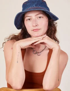 Fashion Wide Brim Bucket Hats - Indigo Denim Hats|Denim
