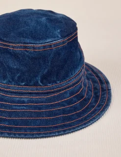 Fashion Wide Brim Bucket Hats - Indigo Denim Hats|Denim
