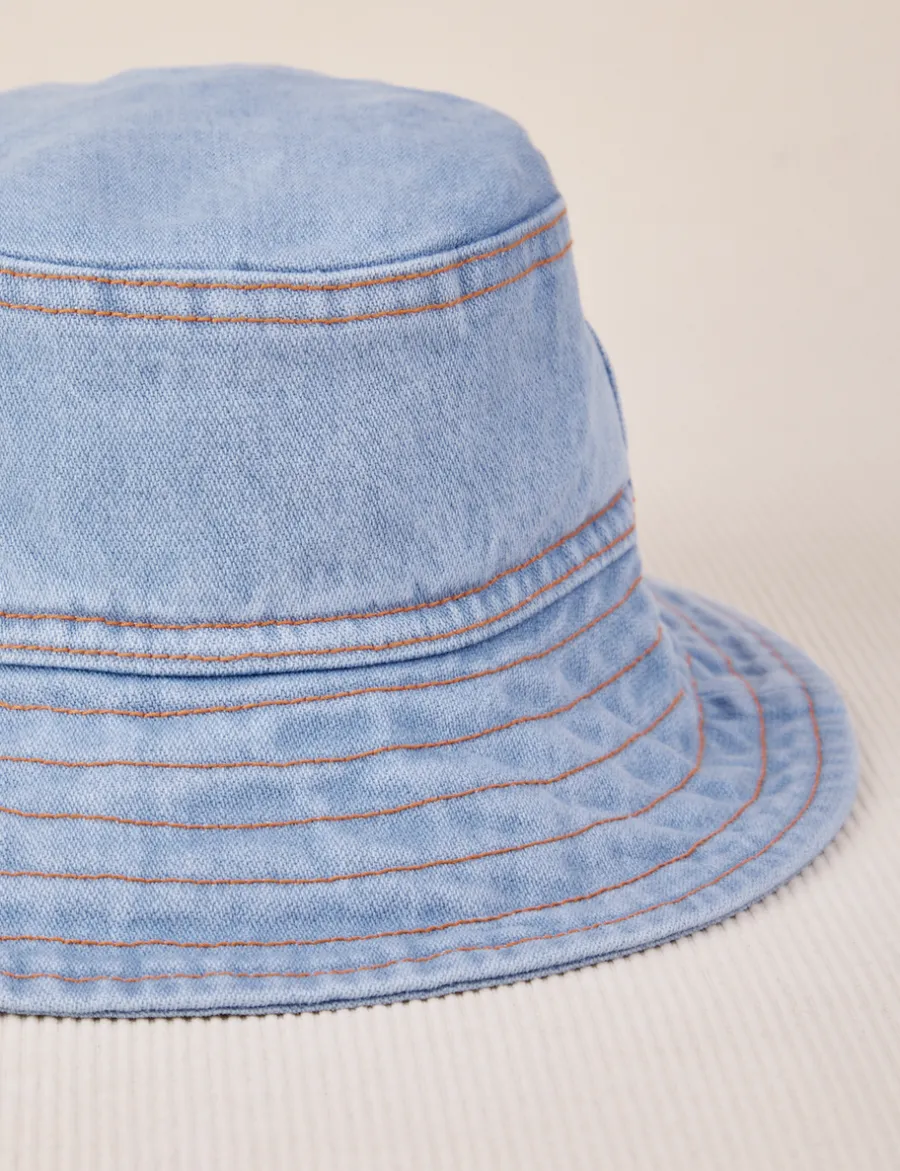 Fashion Wide Brim Bucket Hats - Indigo Denim Hats|Denim